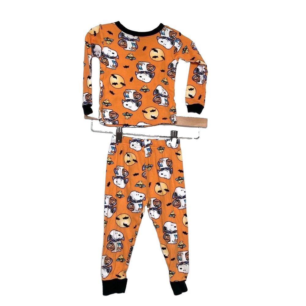 Peanuts Infant & Toddler Boys Orange Snoopy & Woodstock Halloween Pajamas 12 M